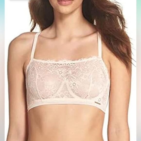 Vince Camuto Liza Underwire Bandeau Lace Mesh Bra in Blush Floral Lightweight - Picture 1 of 16
